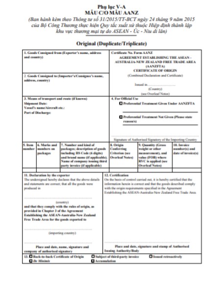 C/O Form AANZ Là Gì? Hồ Sơ Xin C/O Form AANZ Chi Tiết Nhất 2026